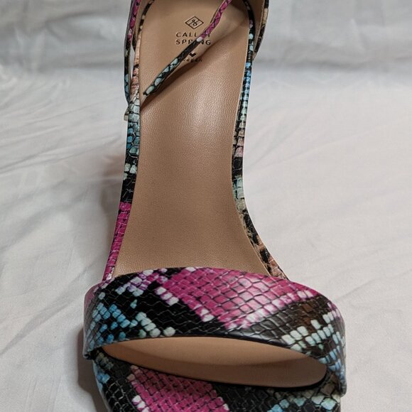 NWT Snake Skin Print Vegan Size 9 Block Heel - Picture 2 of 5